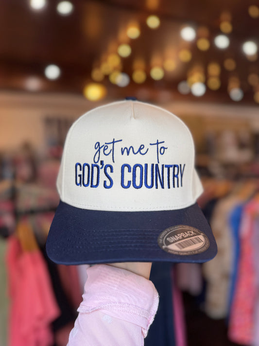 Get Me To God's Country Trucker Hat - Blue