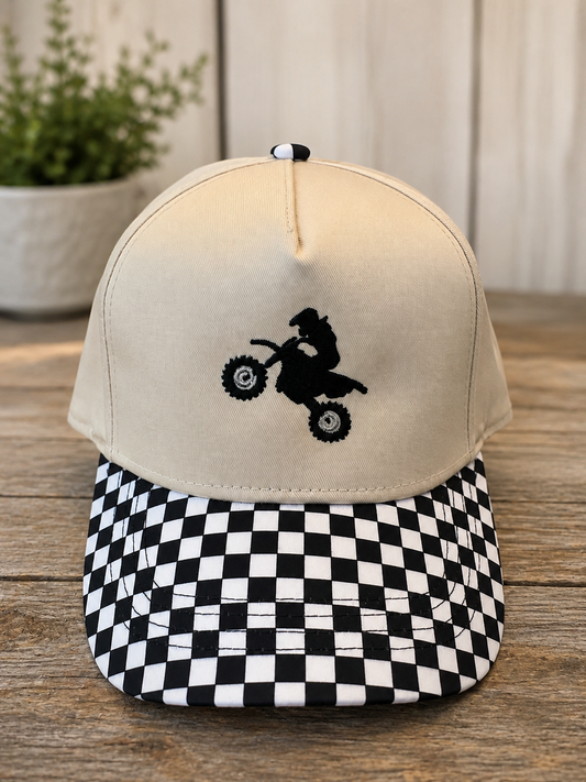 Checkered Motocross Hat- Baby, Toddler, Kid