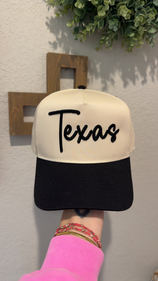 Cursive Texas Puff Trucker hat
